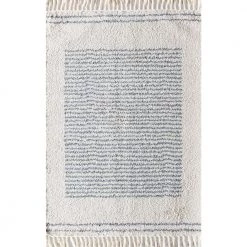 Ice Frost White 5 ft. x 7 ft. Stripe Shag Area Rug by CosmoLiving by Cosmopolitan