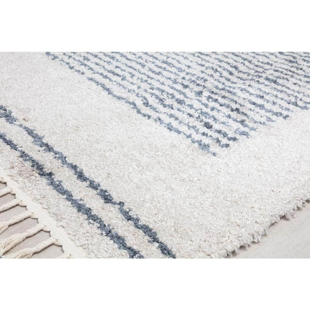 Ice Frost White 5 ft. x 7 ft. Stripe Shag Area Rug by CosmoLiving by Cosmopolitan 6 Ice Frost White 5 ft. x 7 ft. Stripe Shag Area Rug by CosmoLiving by Cosmopolitan - Image 4